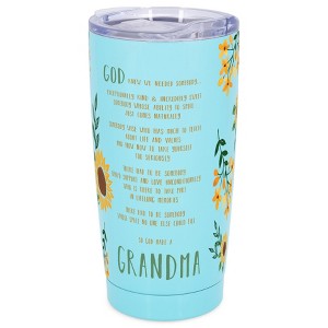 Elanze Designs 20 oz Stainless Steel On the Go Insulated Travel Tumbler With Push Top Lid, God Made a Grandma Sunflower Sky Blue - 1 of 4