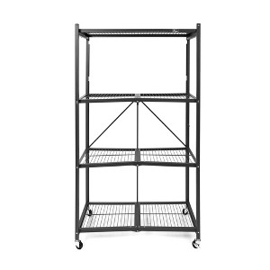 Origami R5 4 Tier Foldable Metal Storage Rack with Wheels, 1,000 Pound Capacity for Kitchen, Garage, or Garden Storage, Black, Certified Refurbished - 1 of 4