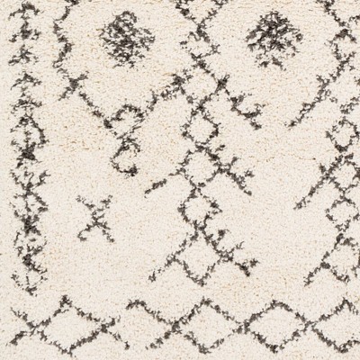 Luxor Black Geometric Braided Shag Rug 47" x 8"
