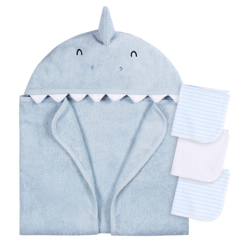 Gerber Baby Hooded Bath Towel & Washcloths, One Size Fits Most, 4-Piece, 1 of 10