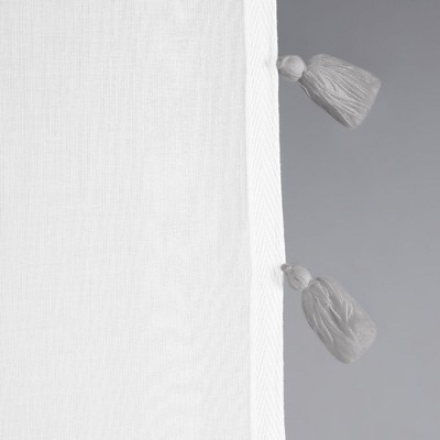 Bianca Gray Cotton Semi-Sheer Rod Pocket Window Curtain Panel with Tassels