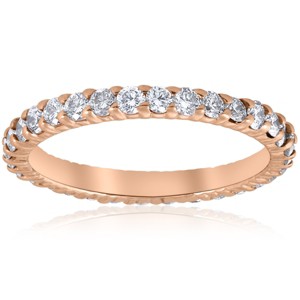 Pompeii3 G/SI .90ct Diamond Eternity Ring 14k Rose Gold Womens Stackable Wedding Band - 1 of 4