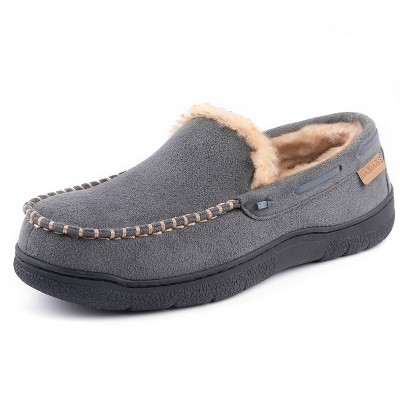RockDove Men's Carter Faux Fur Lined Microsuede Moc Slipper