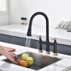 SUMERAIN Bridge Kitchen Sink Faucet with Pull Down Sprayer, 8 Inch Centerset Black and Gold - 3 of 4