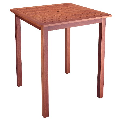 Miramar Square Hardwood Outdoor Bar Height Table Cinnamon Brown Corliving Target