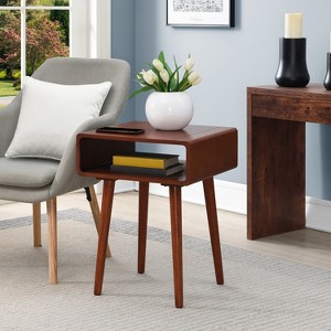 HomeStock Napa End Table with Open Shelf, Mid Century Modern Side Table with Curved Edges, Tapered Legs and Spacious Surface Top - 1 of 4