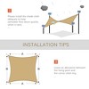 DOMETOUR Outsunny 13' x 20' Rectangle Sun Shade Sail Canopy Outdoor Shade Sail Cloth for Patio Deck Yard with D-Rings and Rope Included - Sand - 3 of 4