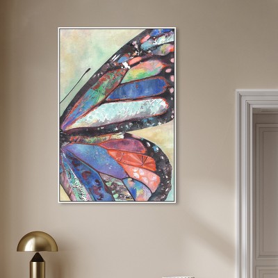 White Framed Butterfly Canvas Wall Art, 46" x 31"