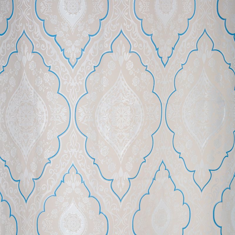 Kate Aurora Blue, White & Frosted Clear Moroccan Medallion Peva Vinyl Eco Friendly Shower Curtain - Standard Size, 3 of 5