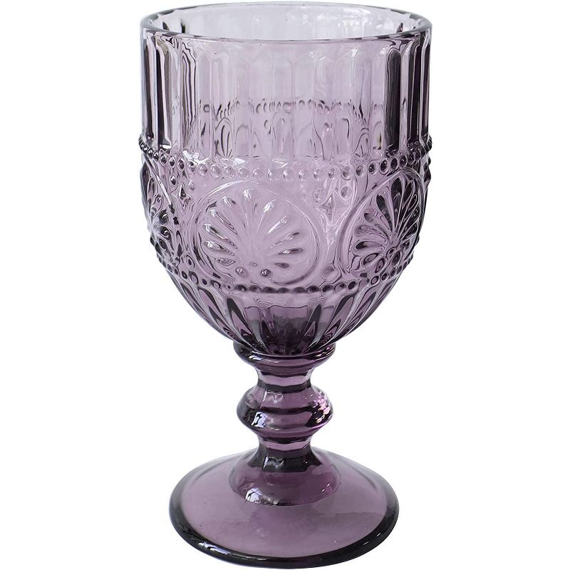 American Atelier Vintage Purple Wine Glasses Set of 4, 12-Ounce Capacity Wine Goblets Vintage Style Glassware, Dishwasher Safe, 2 of 7
