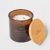 14oz Lidded Gray Glass Jar Crackling Wooden 3-wick Candle With Clear Label  Ocean Air + Moss - Threshold™ : Target