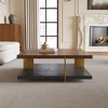 Rectangular Coffee Table with Storage, 2-Tier Farmhouse Wood Center Coffee Table for Living Room, Modern Design Home Furniture - 2 of 4