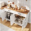 57" White Modern Farmhouse Sideboard Buffet - 2 Drawers & Adjustable Shelves, Large Kitchen Storage, Dining Room Coffee Bar Organizer - 4 of 4
