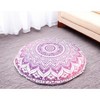 HomeRoots 32" Pink and White Round Geometric Floor Pillow Cover With Pompoms - 2 of 4