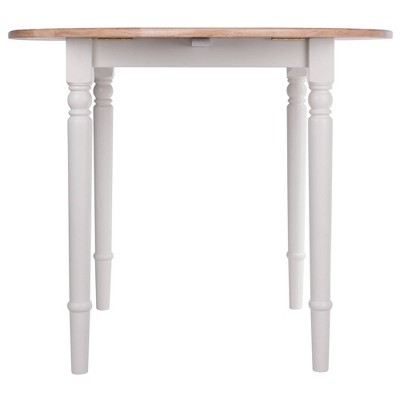 Sorella Transitional Round Drop-Leaf Dining Table in Natural & White