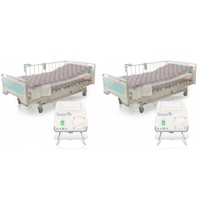 SereneLife Twin Size Self Inflatable Hospital Bed Medical Grade PVC Bubble Pad Air Mattress with Electric AC Pump (2 Pack)