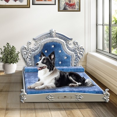 Artloge Luxury Pet Bed High-end Dutch Velvet Dog Bed Noble Pet Dog Cat Sofa Upholstered Cat Couch  with Washable Cover & Carved Headboard
