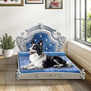 Artloge Luxury Pet Bed High-end Dutch Velvet Dog Bed Noble Pet Dog Cat Sofa Upholstered Cat Couch  with Washable Cover & Carved Headboard - 1 of 4