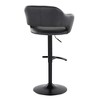 Contemporary Adjustable Barstool with Swivel, Faux Leather, Rounded T Footrest, Set of 2 - 4 of 4