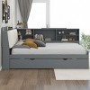 1 Full Bed Frame with Storage, Gray Solid Wood Platform with Trundle and Shelves for Bedroom Organization - Baofuwish - 3 of 4