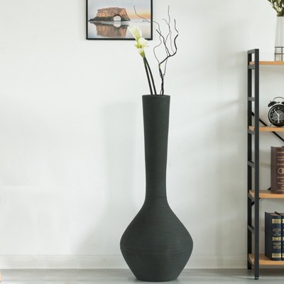Charcoal Gray Twisted Cord Accent Plastic Floor Vase