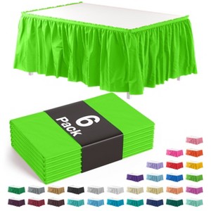 Crown Display 6 pack Disposable Plastic Tableskirts - 29" x 14 Ft ruffled Table Skirt with Adhesive Strip - 6 Count - 1 of 4