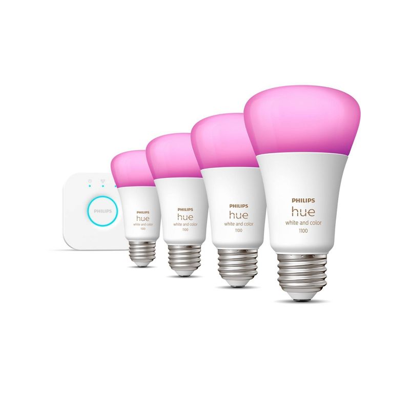 Philips Hue 4pk White and Color Ambiance A19 LED Smart Bulb Starter Kit, 3 of 11
