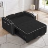 3-in-1 Velvet Sleeper Sofa Couch, Pullout Bed, Modern Convertible Velvet Pull Out Loveseat Futon Sofa, Adjustable Backrest and Pillows, Black - 4 of 4