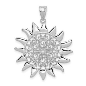 Black Bow Jewelry 14k White Gold Filigree Sun Pendant, 27mm - 1 of 4