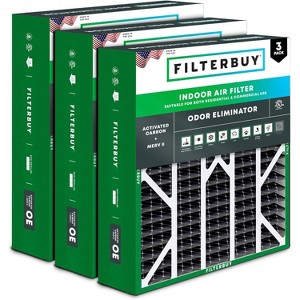 Filterbuy 20x25x6 Air Filter (3-Pack), Pleated MERV 8 Odor Eliminator HVAC AC Furnace Filters w/ Activated Carbon for Aprile Space-Gard & Lennox - 1 of 4