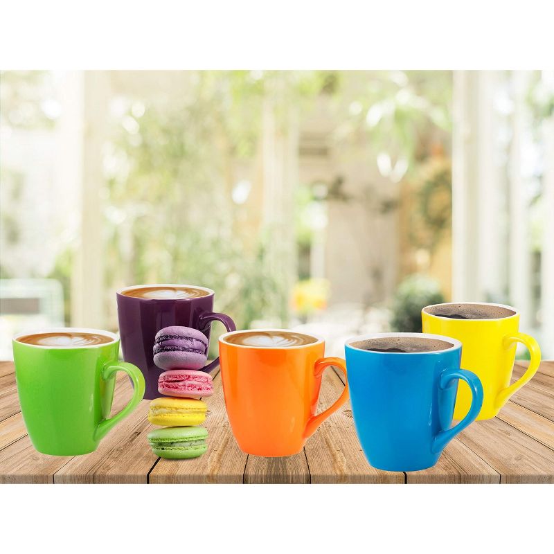 Bruntmor 16 Oz Large Ceramic Plain Coffee Mug Set of 6, Multicolor, 6 of 10
