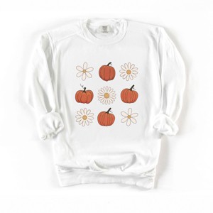 Simply Sage Market Pumpkin Daises Checkered Garment Dyed Sweatshirt - 1 of 4