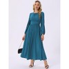 INSPIRE CHIC Women's Crewneck Lantern Long Sleeves A-Line Pleated Chiffon Maxi Formal Dress - 4 of 4