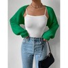 Women's Long Sleeve Open Front Knitted Crop Sweater Cardigan Drop Shoulder Knit Bolero Shrug - 4 of 4