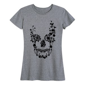 Women's - Instant Message - Floral Skull Short Sleeve Graphic T-Shirt - 1 of 4
