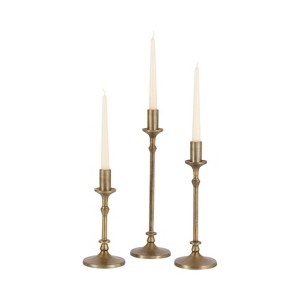 Kate and Laurel Lahari Candle Holder Set, 3 Piece, Gold - 1 of 4