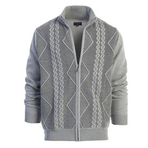 Gioberti Men's Full Zip Lightweight Geometric Design Cardigan Sweater - 1 of 3