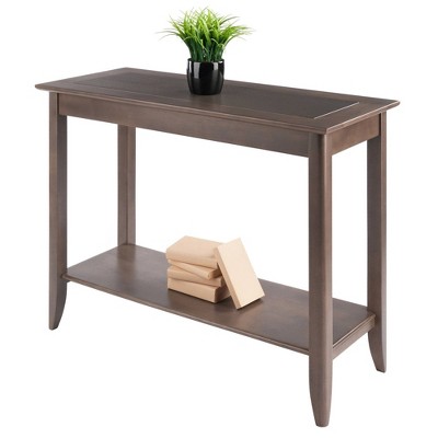 Oyster Gray Medium Wood Console Table with Storage