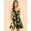 Allegra K Women's Floral Ruffle Bow Knot Lemon Spaghetti Strap Mini Sundress - 3 of 4