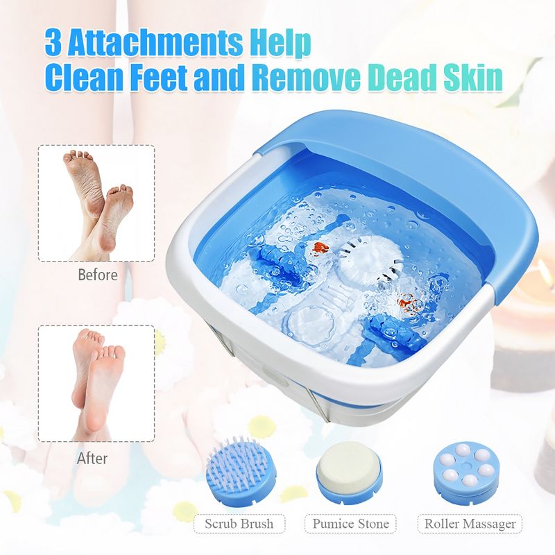 Costway Heated Foot Spa Bath Massager Collapsible Design, 3 in 1 Footbath Tub with Rollers Pumice Stone Scrub Brush, Easy Storage, Foldable Foot Soaking Tub for Feet Stress Relief, 5 of 11