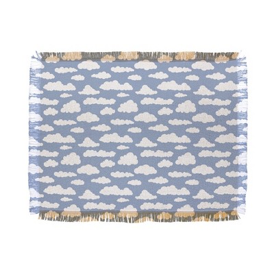retrografika Sunny Summer Sky White Cartoon Woven Throw Blanket - Deny Designs