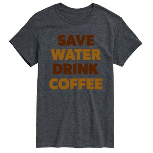 Men's Instant Message Save Water Drink Coffee Short Sleeve Graphic T-Shirt - Heather Charcoal - X-Large - 1 of 4