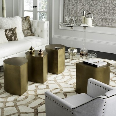 Tilly 38" Antique Brass Round Metal Coffee Table Set