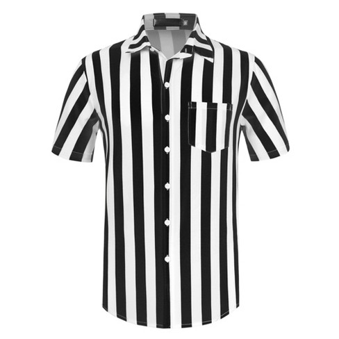 Donato Black And White Vertically Striped Short Sleeve Button Up Shirt –