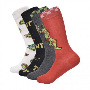 Mens Teenage Mutant Ninja Turtles Pizza Time 4-Pair Pack of Crew Socks - 1 of 3