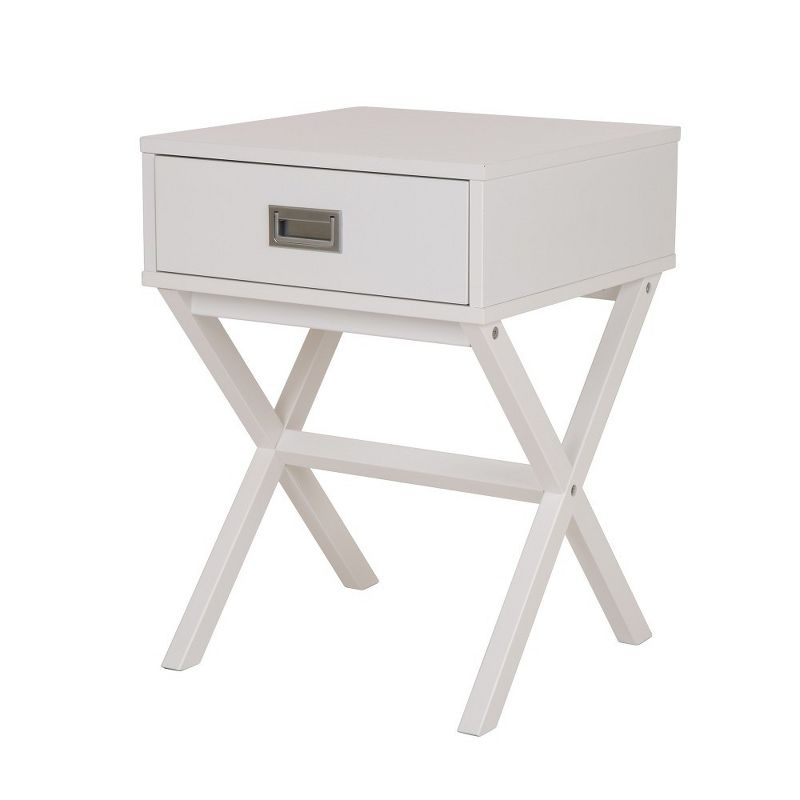 Wooden Xleg End Table with Drawer White - Glitzhome, 1 of 12