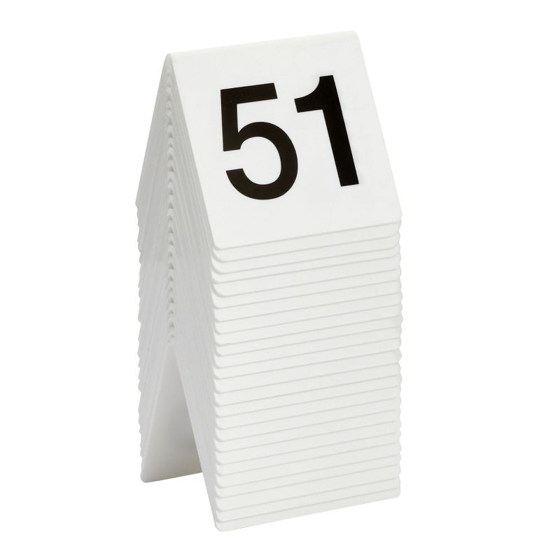 Set of 25 Acrylic Table Numbers for Wedding Reception, Plastic Tent Cards Numbered 51-75 for Restaurants, Banquets (3 x 2.75 x 2.5 In), 3 of 6
