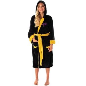 DC Comics Bombshells Women's Retro Batgirl Plush Fleece Hooded Robe - 1 of 4