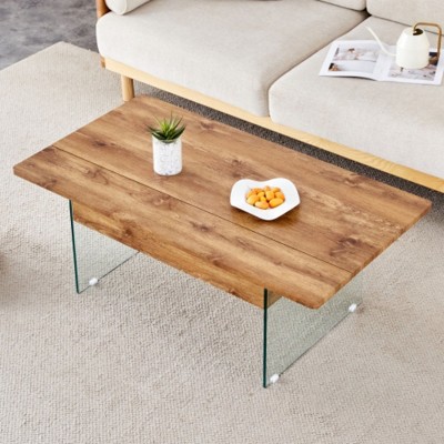 Versatile Black Marble Lift-Top Coffee Table with Glass Legs, for Home & Office