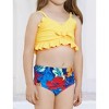 PATPAT Family Matching Solid Scallop Trim Strappy Two-Piece Swimsuit and Allover Floral Print Swim Trunks Shorts - 2 of 4